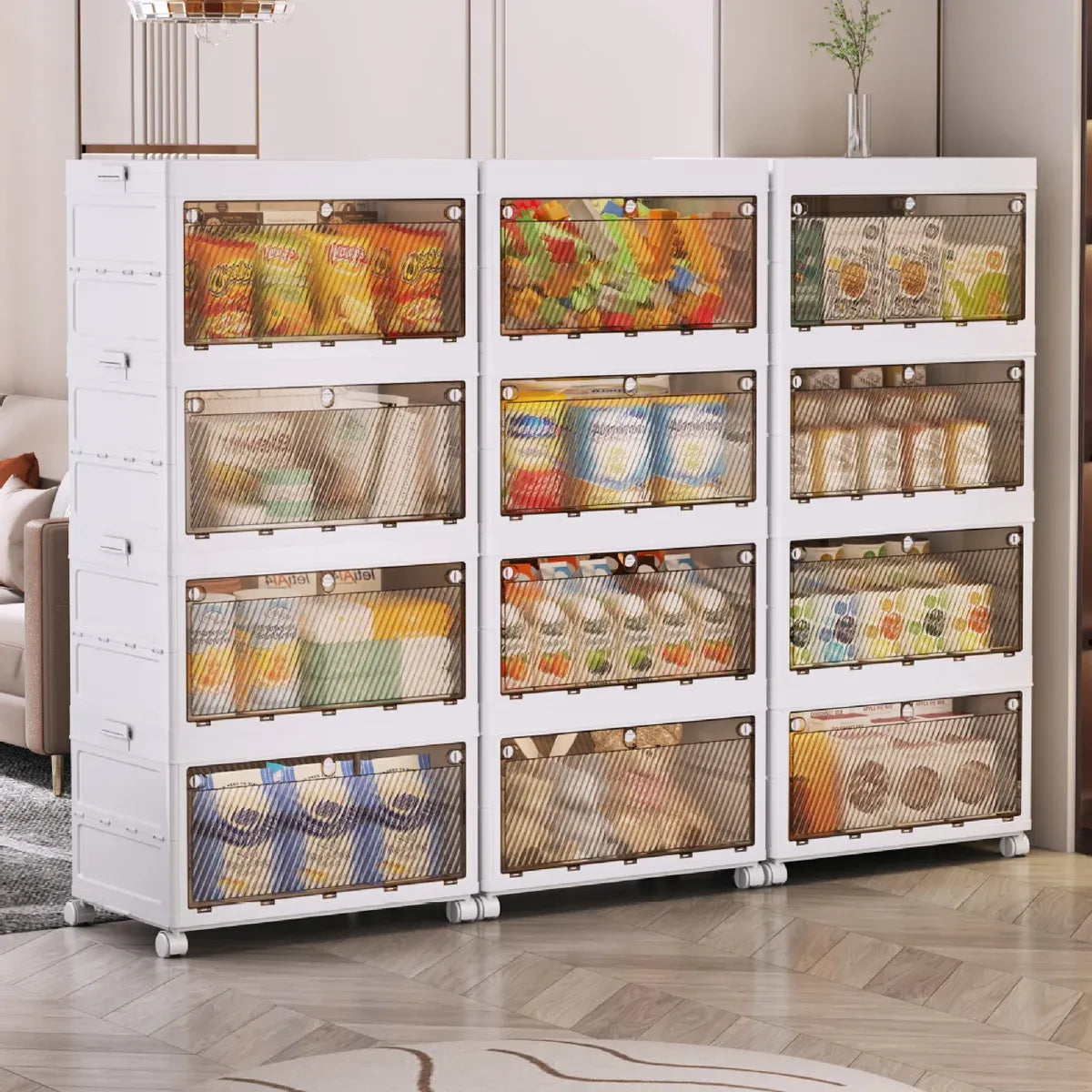 Foldable Storage Cabinet Space Saving Sturdy for Home Bedroom Living Room - 1 Tier