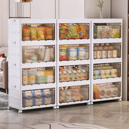 Foldable Storage Cabinet Space Saving Sturdy for Home Bedroom Living Room - 1 Tier