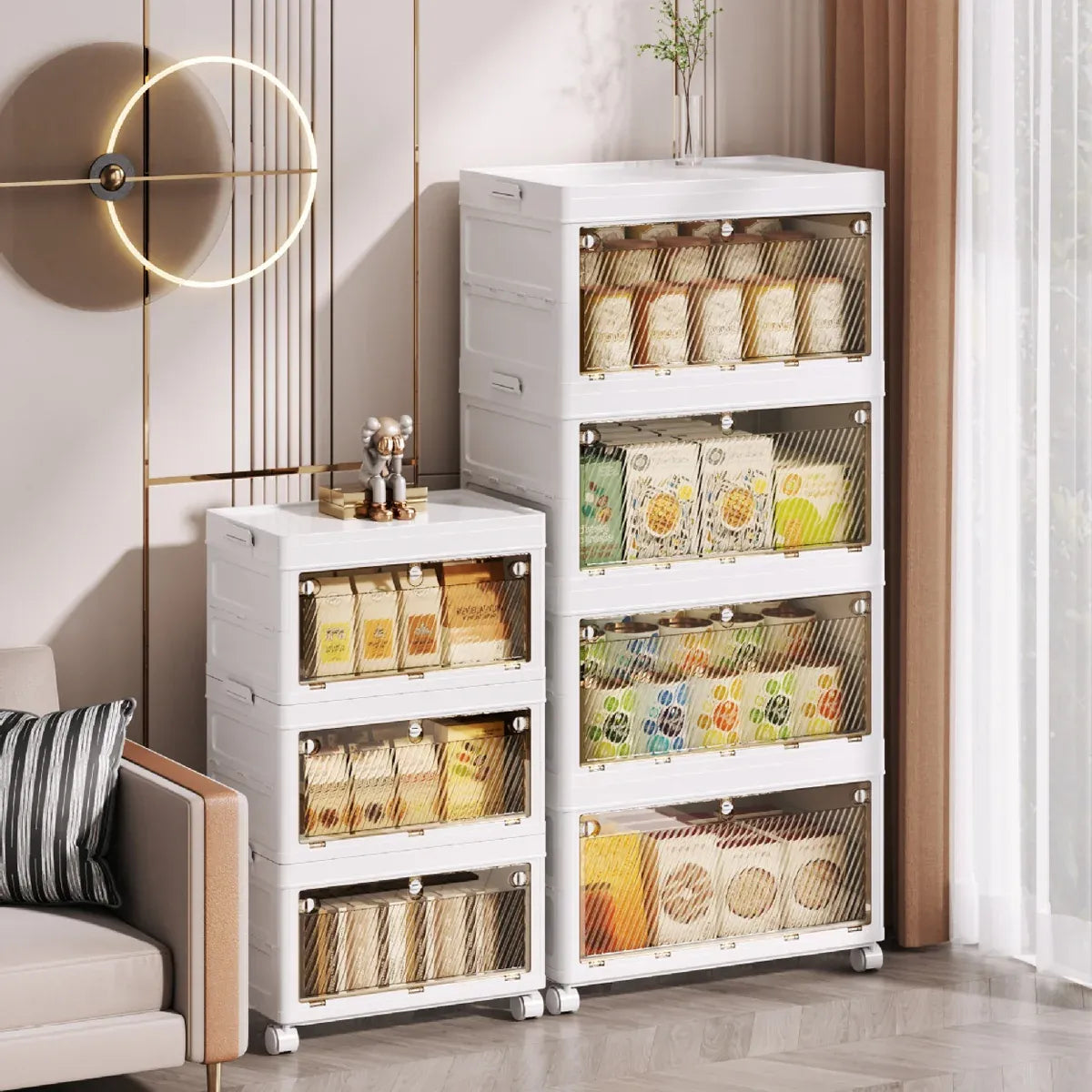 Foldable Storage Cabinet Space Saving Sturdy for Home Bedroom Living Room - 1 Tier