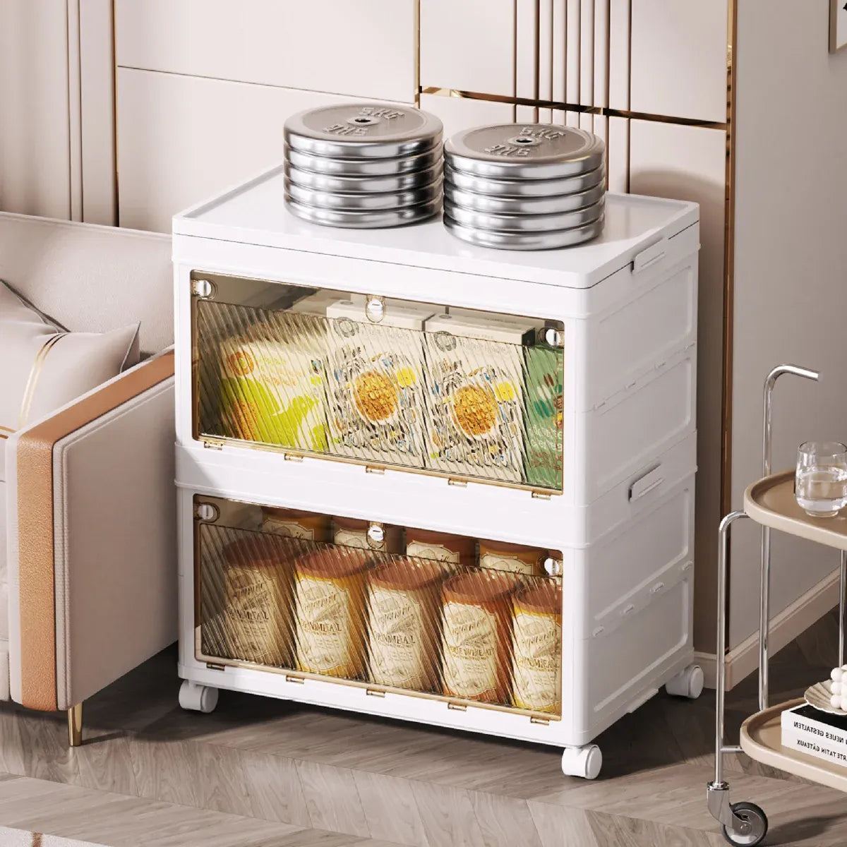 Foldable Storage Cabinet Space Saving Sturdy for Home Bedroom Living Room - 1 Tier