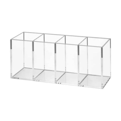 Transparent Acrylic Storage Box with Four Compartments Organiser for Home Office