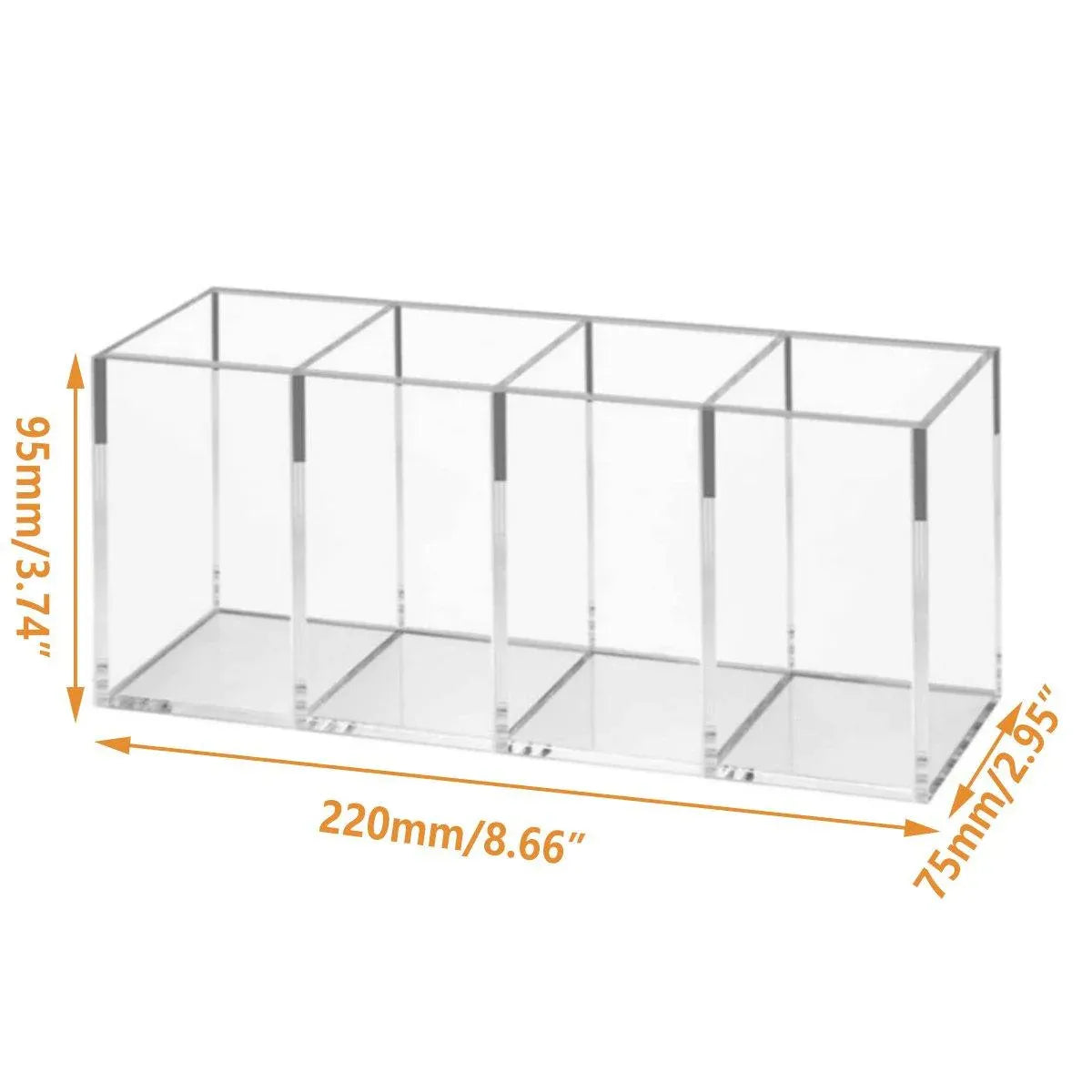 Transparent Acrylic Storage Box with Four Compartments Organiser for Home Office