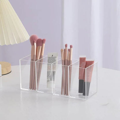 Transparent Acrylic Storage Box with Four Compartments Organiser for Home Office