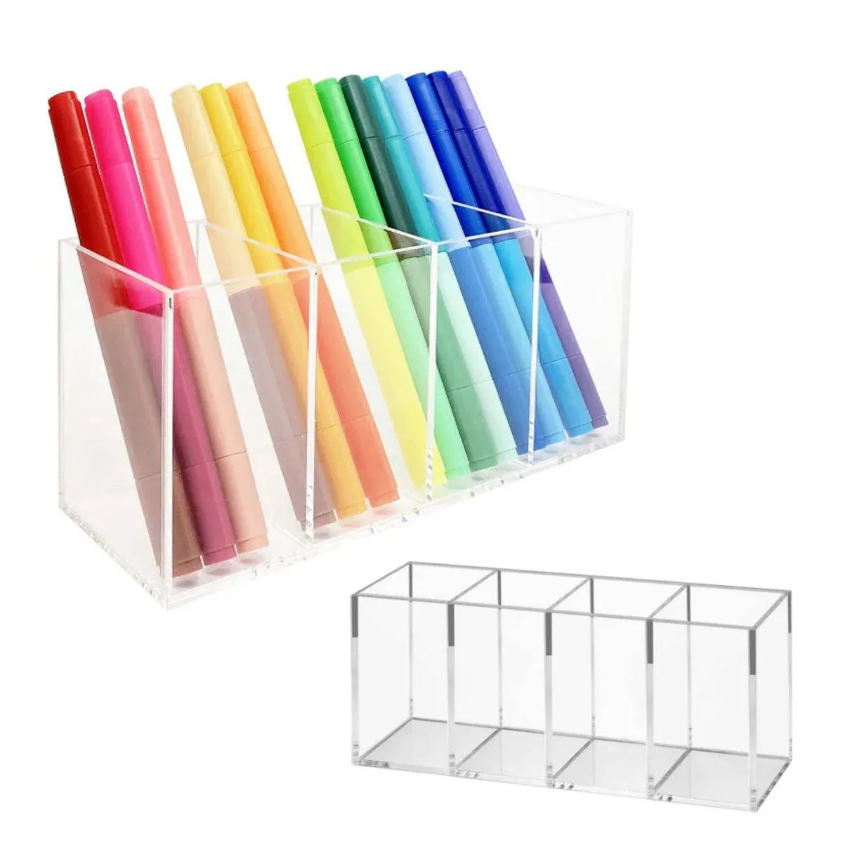Transparent Acrylic Storage Box with Four Compartments Organiser for Home Office