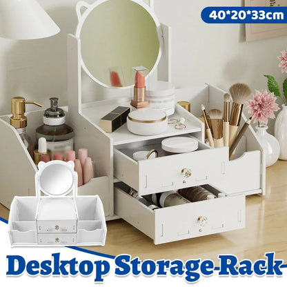 Vanity Mirror Jewellery Organiser Case Portable Cosmetic Makeup Storage Box