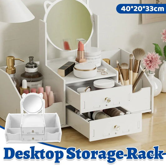 Vanity Mirror Jewellery Organiser Case Portable Cosmetic Makeup Storage Box
