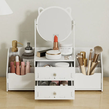 Vanity Mirror Jewellery Organiser Case Portable Cosmetic Makeup Storage Box