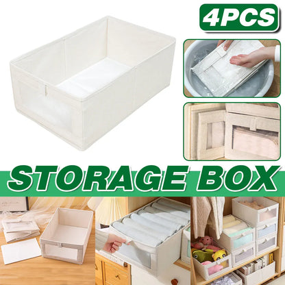 4pcs Visual Window Shirt Organizer Box Clothing Storage Basket Fabric Organizer