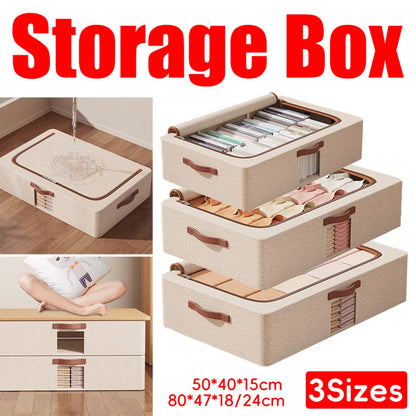 Home Foldable Under Bed Storage Box Clothes Shoes Bedding Dustproof Space Saving - M