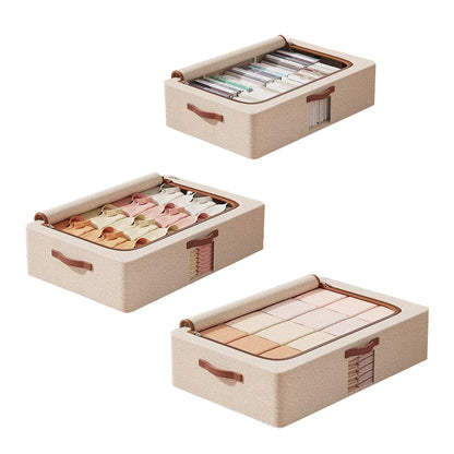 Home Foldable Under Bed Storage Box Clothes Shoes Bedding Dustproof Space Saving - M