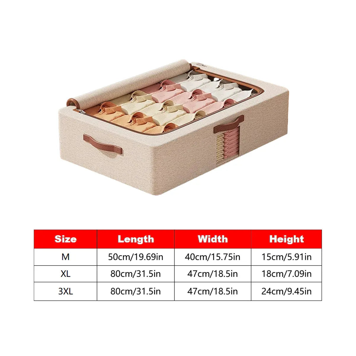 Home Foldable Under Bed Storage Box Clothes Shoes Bedding Dustproof Space Saving - M