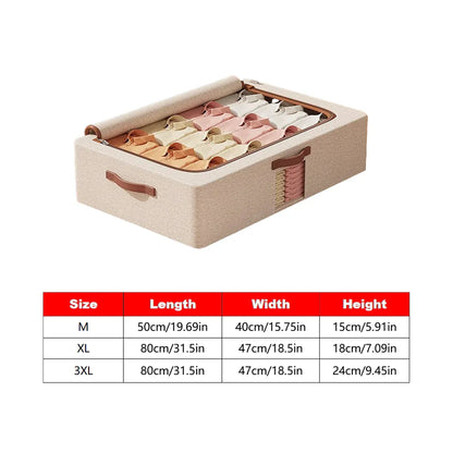 Home Foldable Under Bed Storage Box Clothes Shoes Bedding Dustproof Space Saving - M