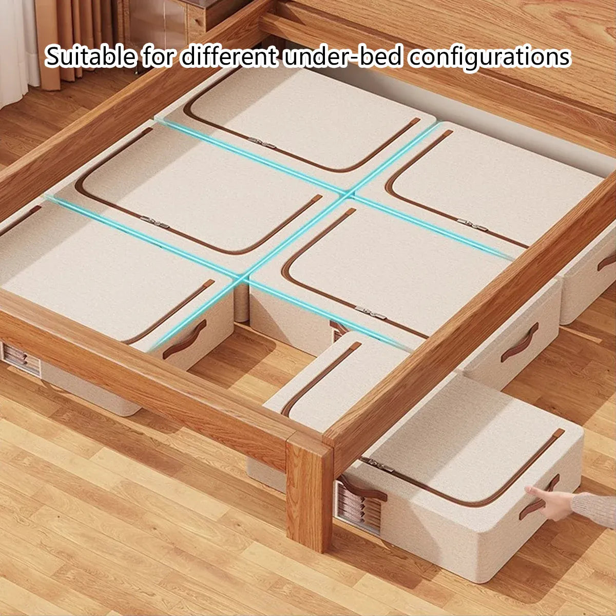 Home Foldable Under Bed Storage Box Clothes Shoes Bedding Dustproof Space Saving - M