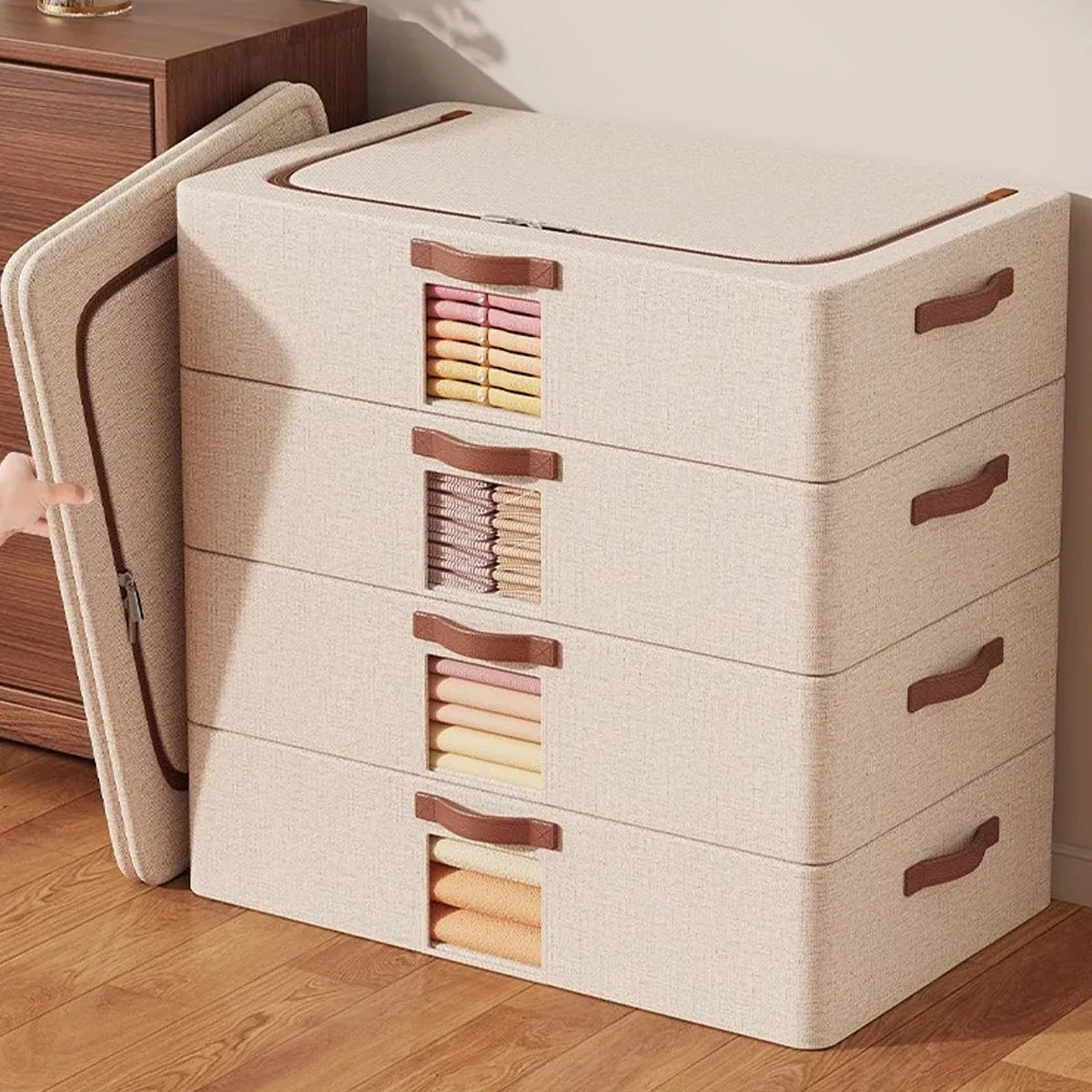 Home Foldable Under Bed Storage Box Clothes Shoes Bedding Dustproof Space Saving - M