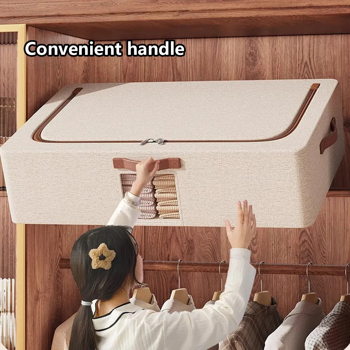 Home Foldable Under Bed Storage Box Clothes Shoes Bedding Dustproof Space Saving - M