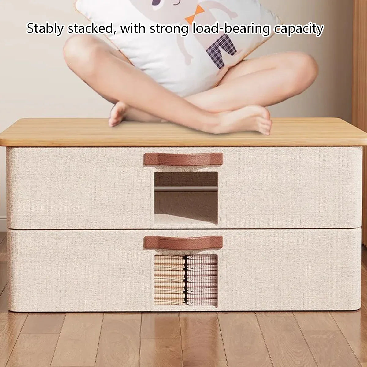 Home Foldable Under Bed Storage Box Clothes Shoes Bedding Dustproof Space Saving - M