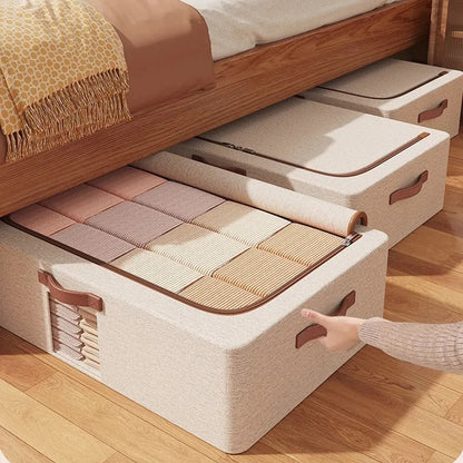 Home Foldable Under Bed Storage Box Clothes Shoes Bedding Dustproof Space Saving - M