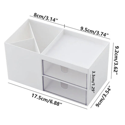 Multifunctional Desktop Organizer with Storage Drawer for Home Office Supplies - Pink