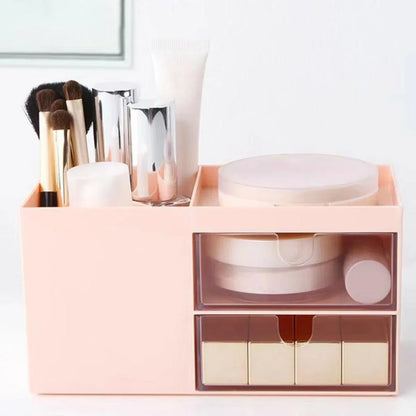 Multifunctional Desktop Organizer with Storage Drawer for Home Office Supplies - Pink