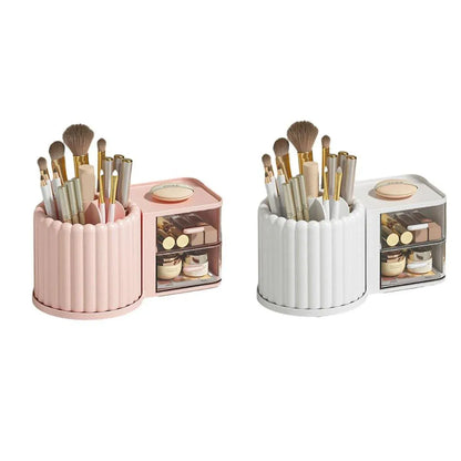Rotating Cosmetic Pen Holder Dustproof Waterproof Storage Box Sanitary Organizer - Pink