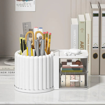 Rotating Cosmetic Pen Holder Dustproof Waterproof Storage Box Sanitary Organizer - Pink