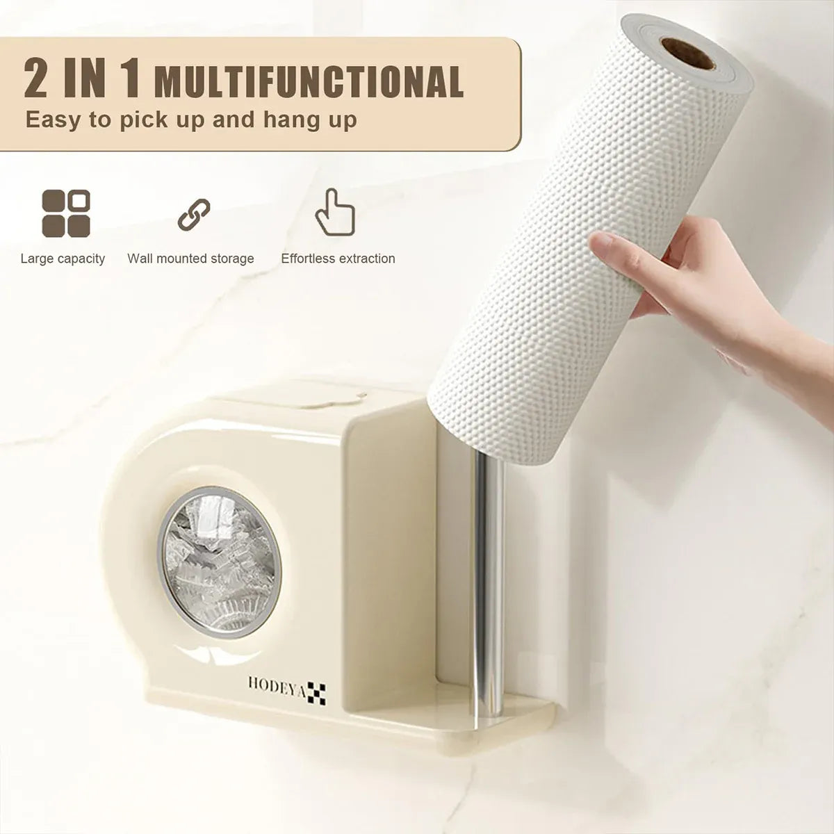 Wall Mounted Kitchen Storage Rack for Plastic Bags Rags Film Organizer Box Use - Green