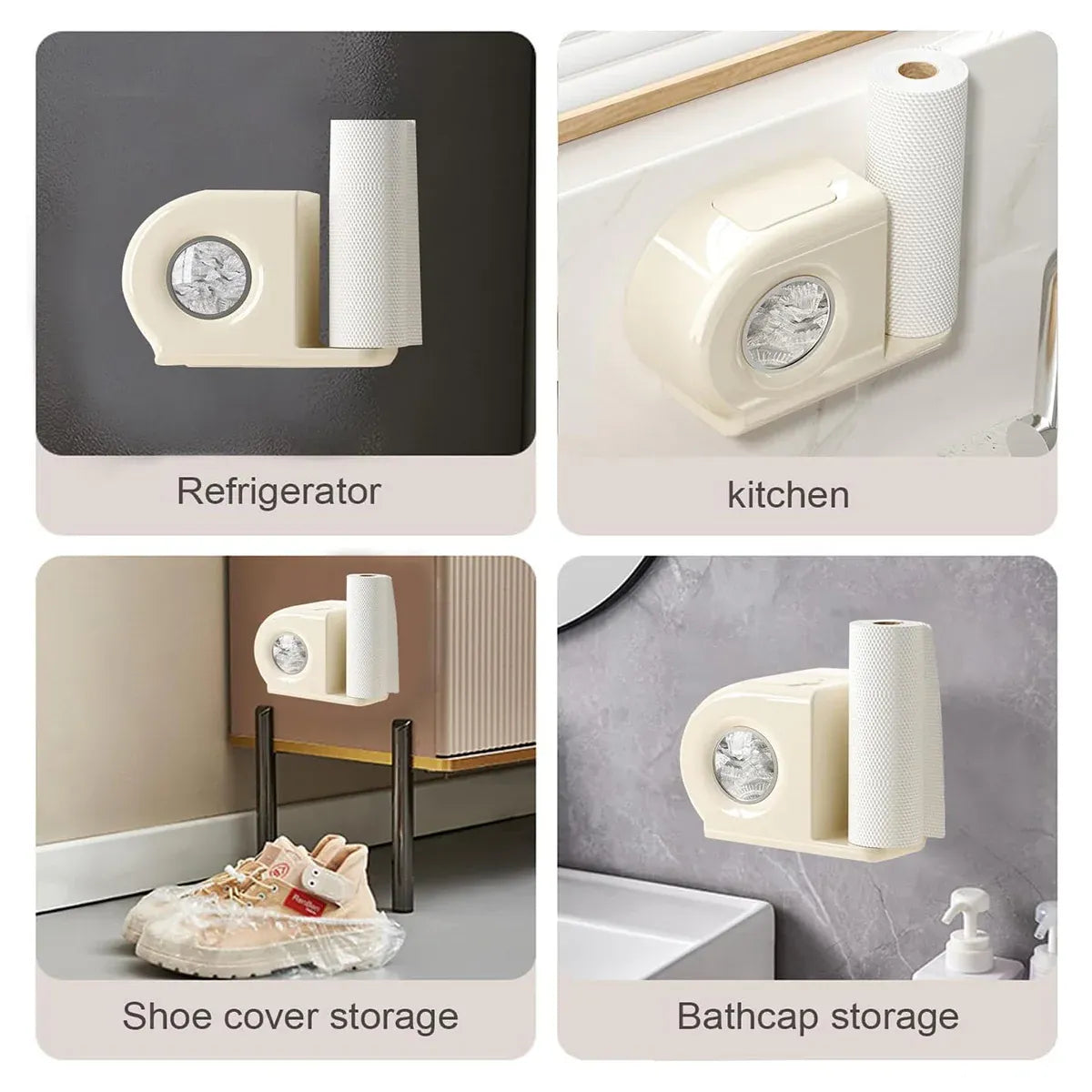 Wall Mounted Kitchen Storage Rack for Plastic Bags Rags Film Organizer Box Use - Green