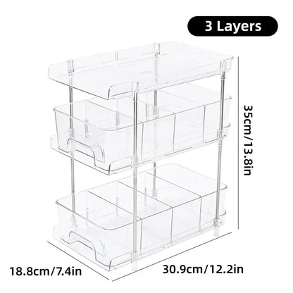 3 Layer Transparent Storage Rack Multi Functional Organizer Shelf Clear for Home