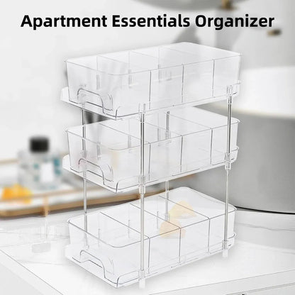 3 Layer Transparent Storage Rack Multi Functional Organizer Shelf Clear for Home