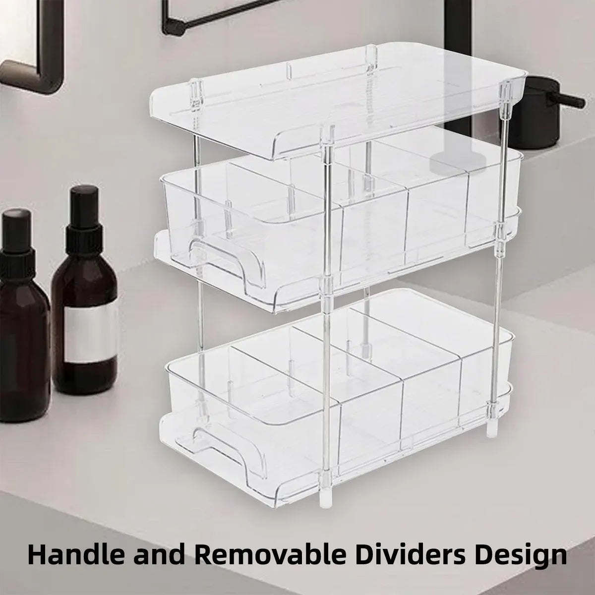 3 Layer Transparent Storage Rack Multi Functional Organizer Shelf Clear for Home