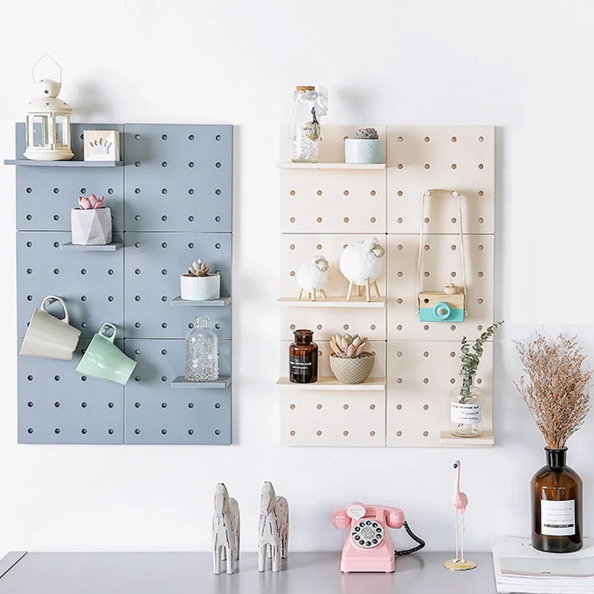 4PCS Pegboard Storage Rack Hanging Shelf Durable Space Saving
