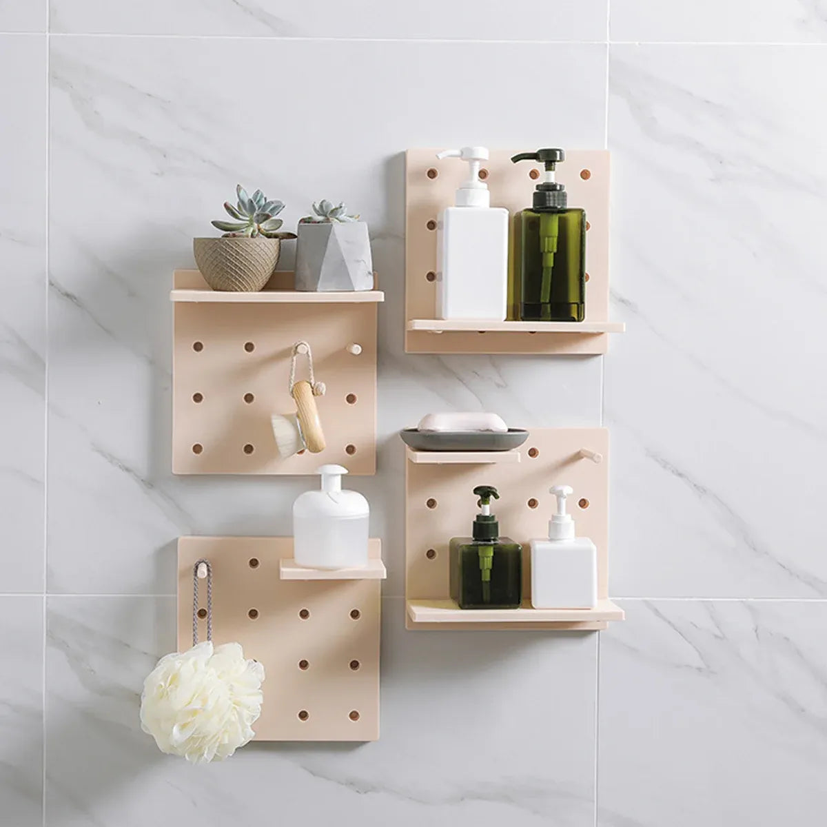4PCS Pegboard Storage Rack Hanging Shelf Durable Space Saving