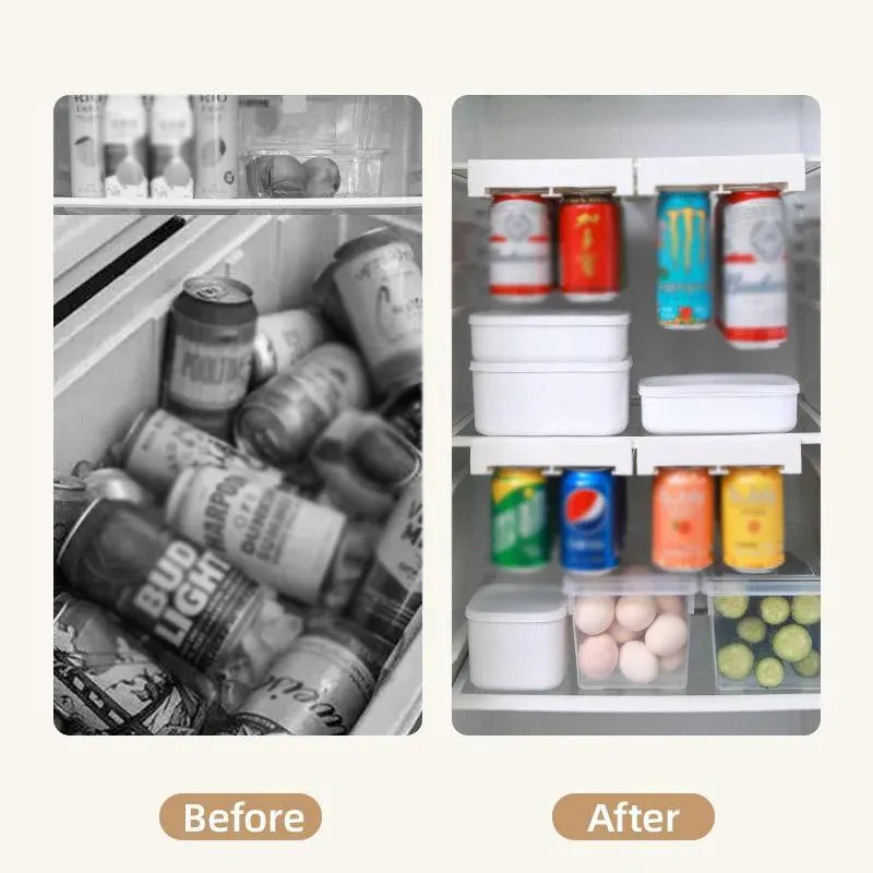 Refrigerator Hanging Drink Organizer Can Holder for Space Saving Kitchen Storage