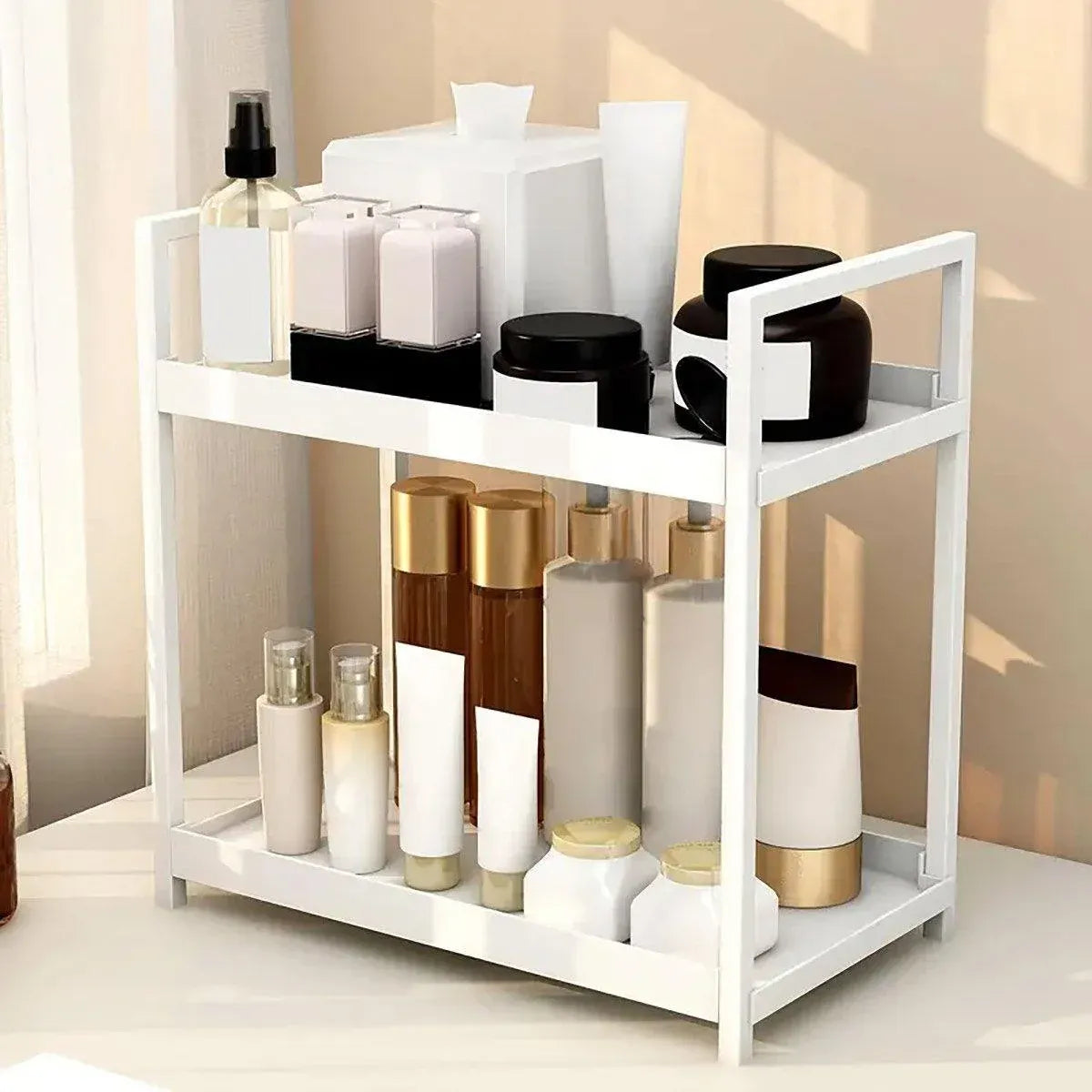 Multi-layer Cosmetic Storage Rack Desktop Organizer for Bathroom Dormitory Use - Black