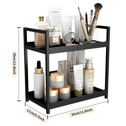 Multi-layer Cosmetic Storage Rack Desktop Organizer for Bathroom Dormitory Use - Black