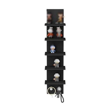 5 Tier Wall-Mounted Shelf Black for Home Living Room Storage Use