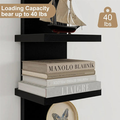 5 Tier Wall-Mounted Shelf Black for Home Living Room Storage Use