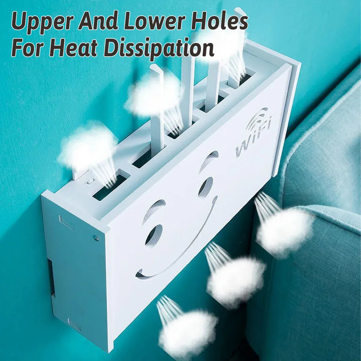No Drill Wall Mounted Router Storage Box Cable Organizer for WiFi Router Use