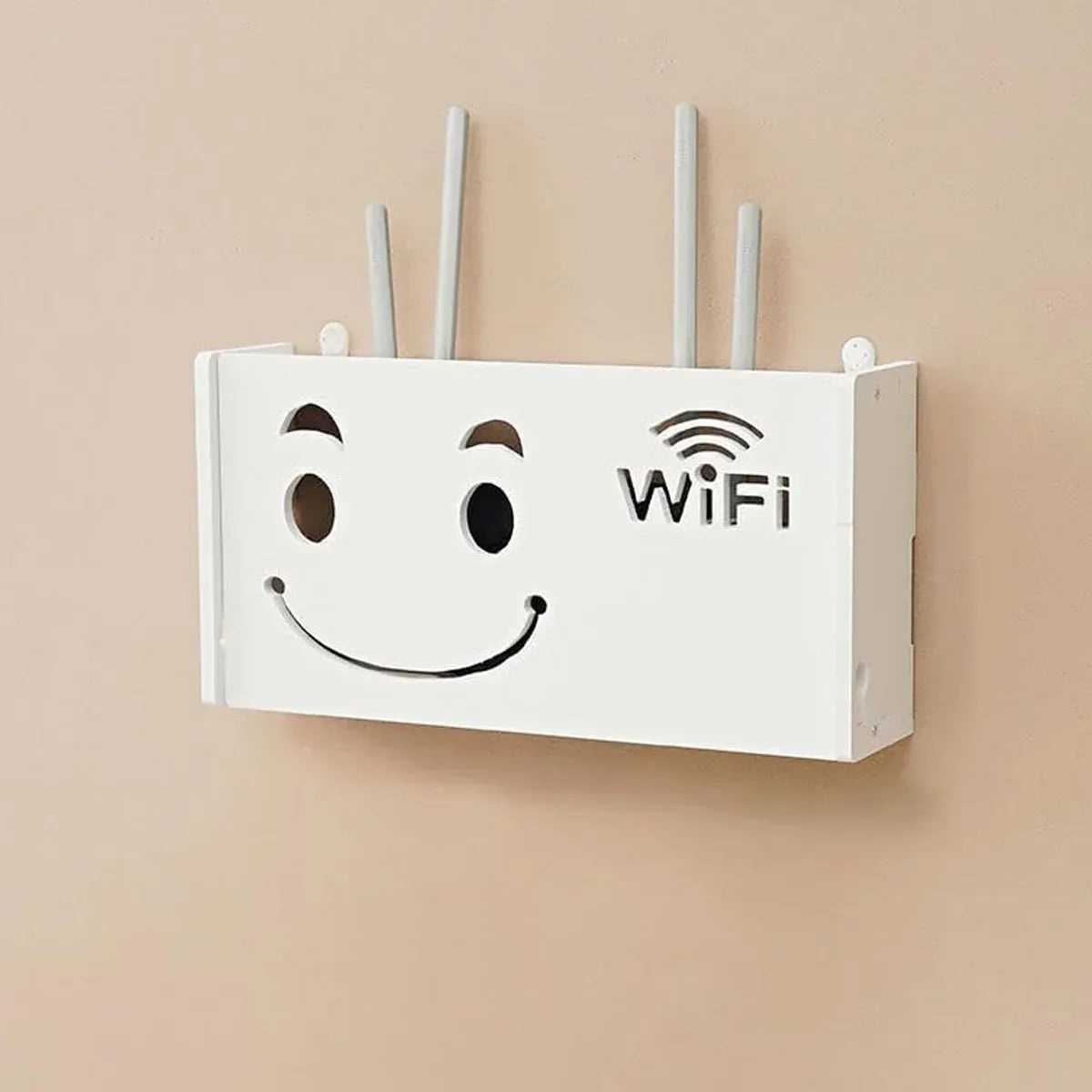 No Drill Wall Mounted Router Storage Box Cable Organizer for WiFi Router Use