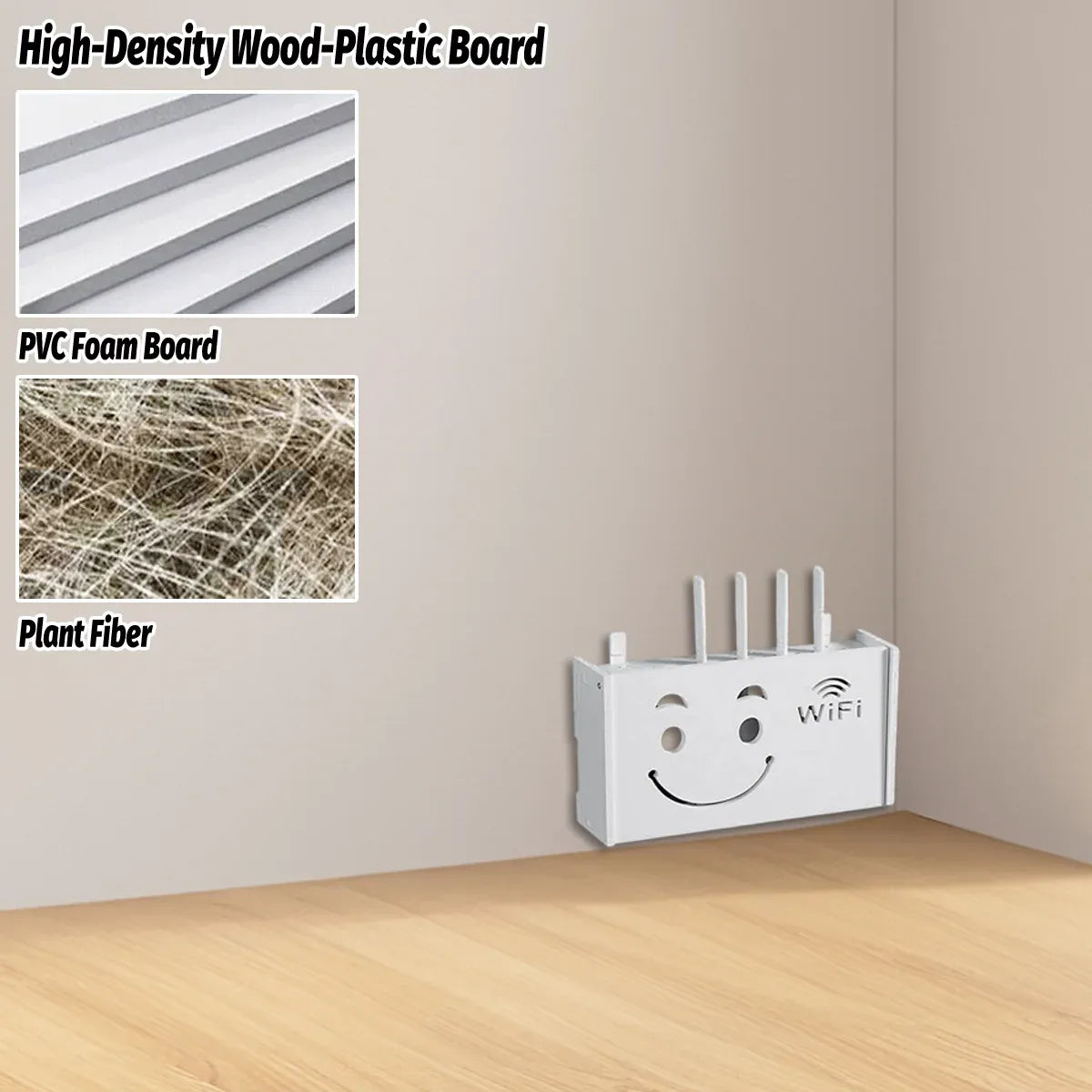No Drill Wall Mounted Router Storage Box Cable Organizer for WiFi Router Use