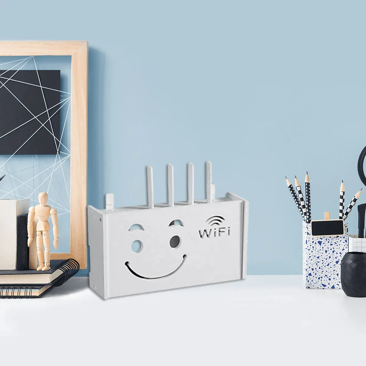No Drill Wall Mounted Router Storage Box Cable Organizer for WiFi Router Use