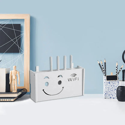 No Drill Wall Mounted Router Storage Box Cable Organizer for WiFi Router Use