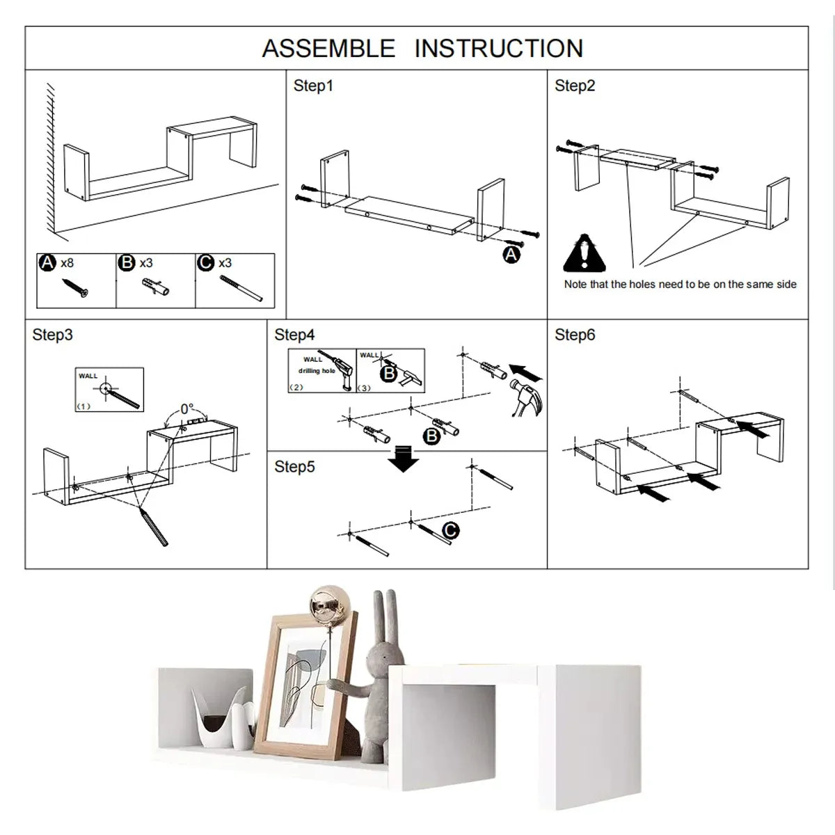 Living Room Bedroom Wall Mounted Storage Shelf Multi Layer Easy To Install