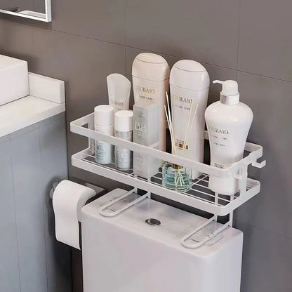 Storage Rack 1Tier Space Saver Over The Toilet Steel Bathroom Shelf Organizer - White