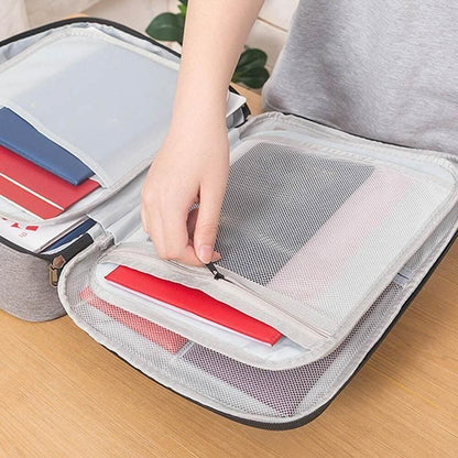 Large Capacity Document Ticket Storage Bag Certificate File Organize 3 Layers - Grey 3 Layers-U034
