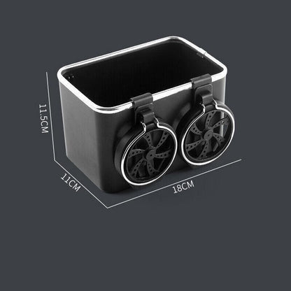 Multifunctional Car Armrest Storage Box with Tissue Holder and Dual Cup Rack - Beige