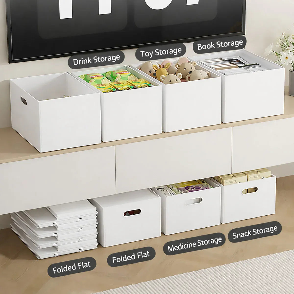 Portable Storage Box White M/L Without Lid for Home Use - M