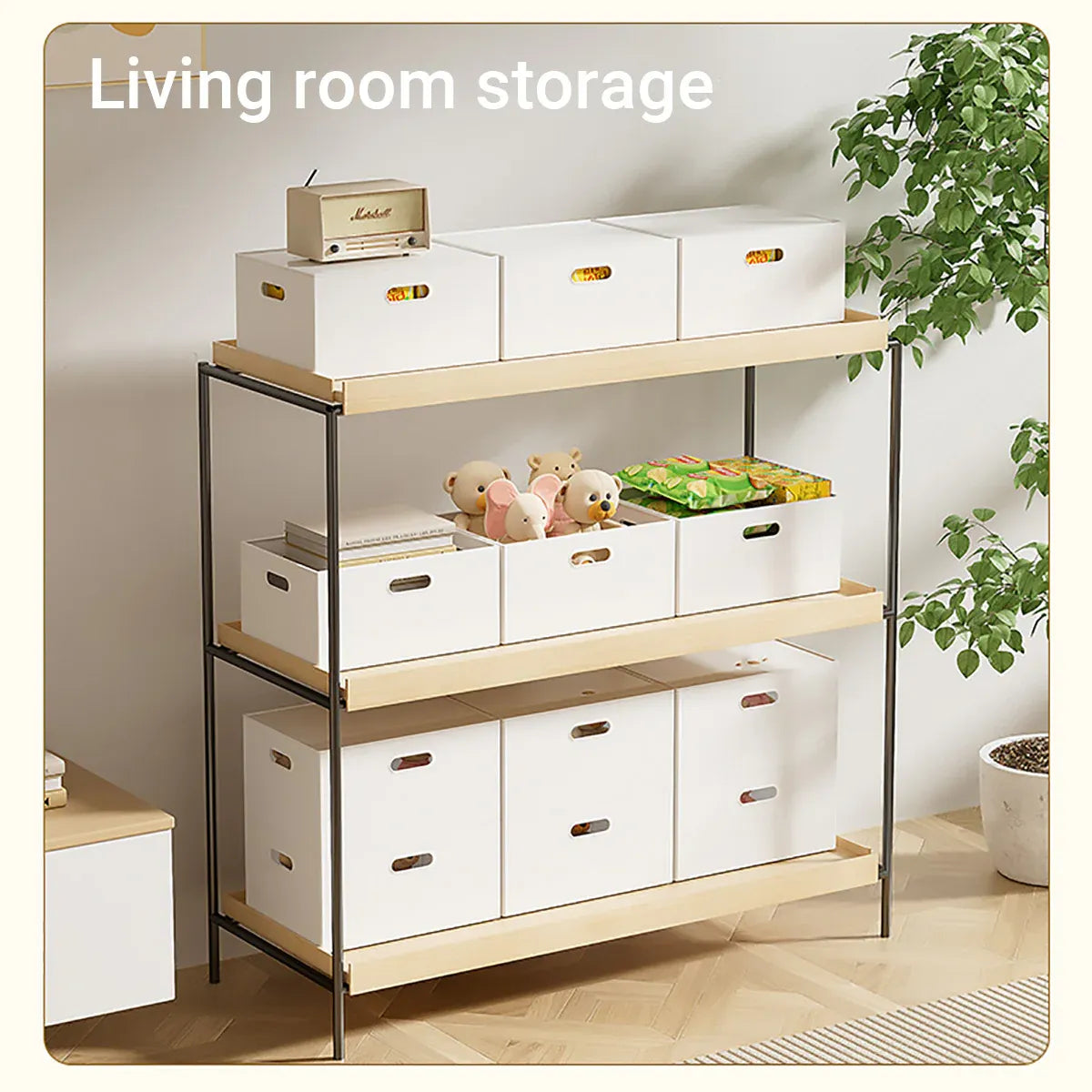 Portable Storage Box White M/L Without Lid for Home Use - M