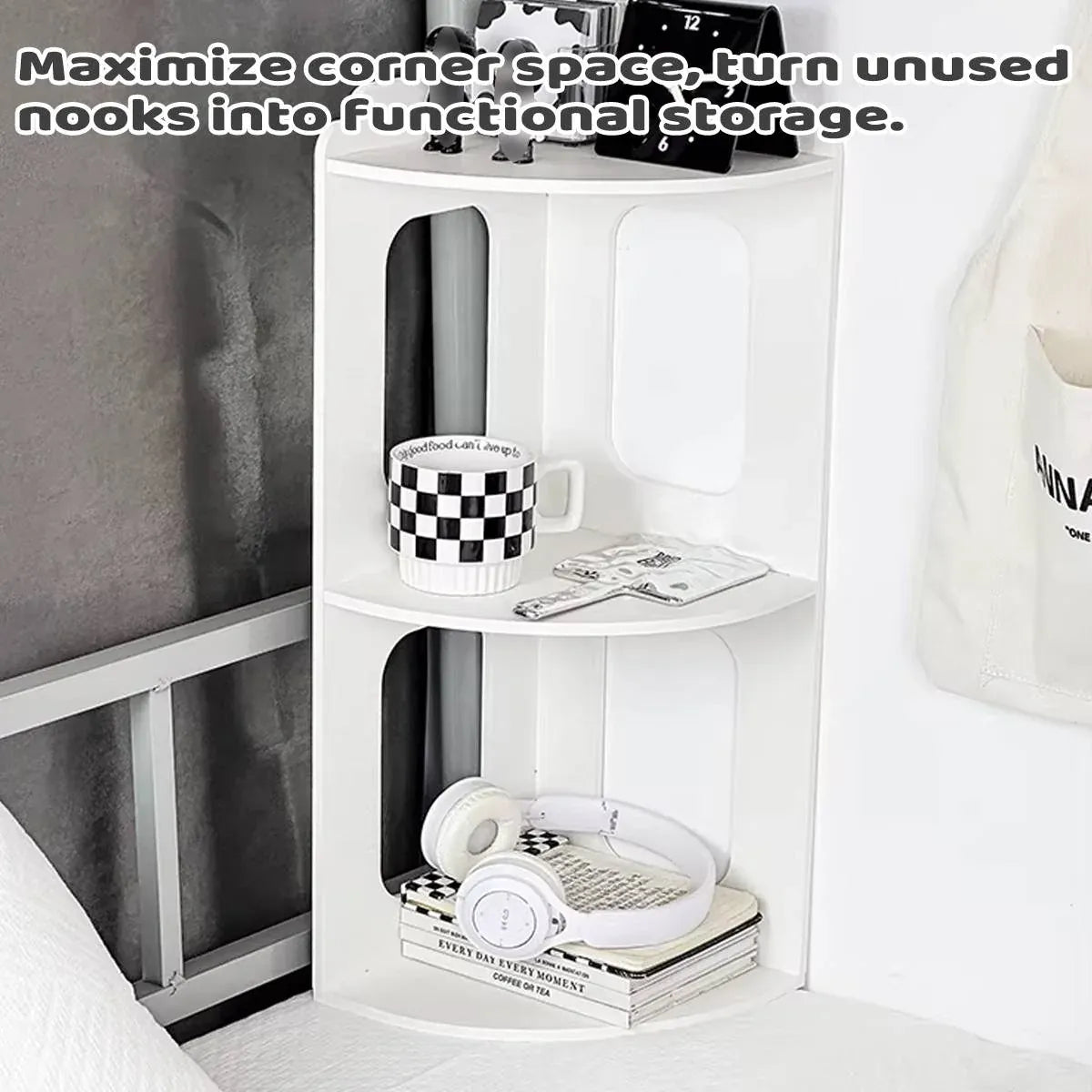 2 Tier Desktop Corner Shelf Desktop Space Saving Rack For Home Office Storage