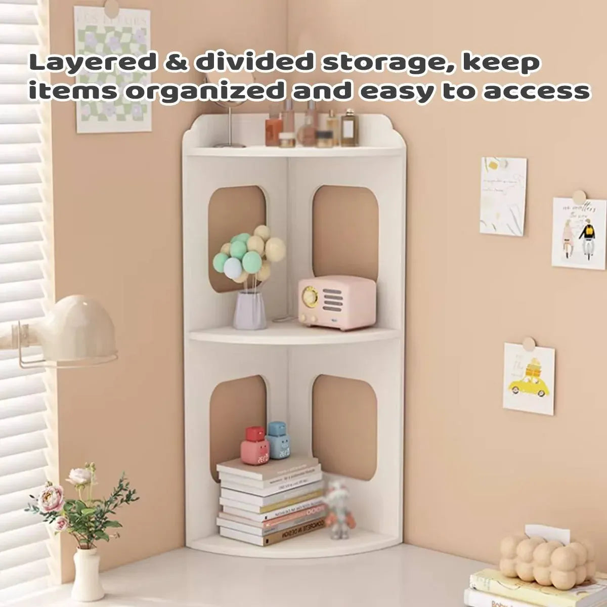 2 Tier Desktop Corner Shelf Desktop Space Saving Rack For Home Office Storage